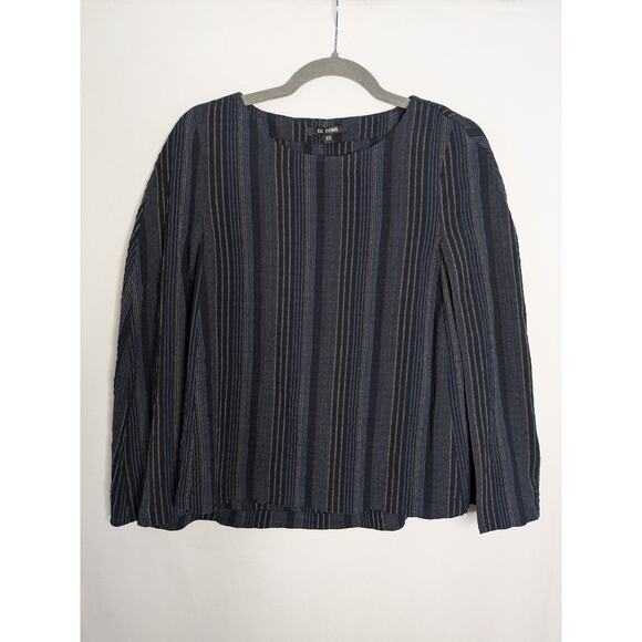 Kal Reiman Blouse Drapey Striped Cape Top Art to Wear Modern Blue Navy XS $395 - Picture 1 of 7